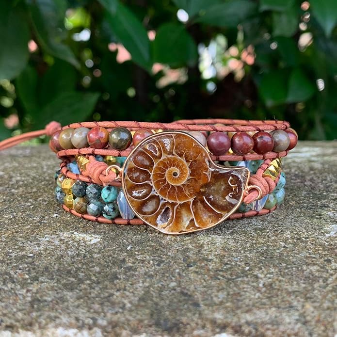 YGLINE Boho Handmade Wrap Leather Tube Crystal Stone Bracelet for Women