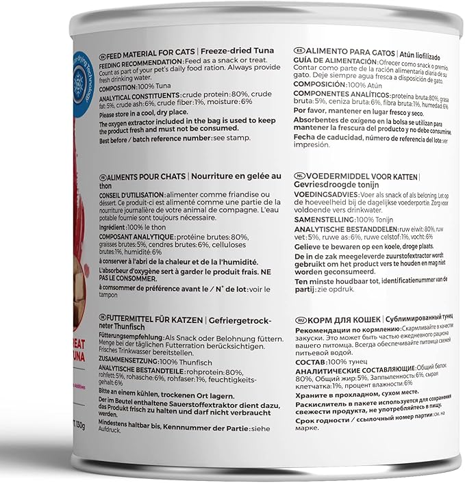 Freeze Dried Cat Treats - 100% Tuna Grain Free Raw - Natural Balance Limited Ingredient High Protein Cat Snacks 130g/4.59oz - Picky Eater Challenger-PurrikoPets