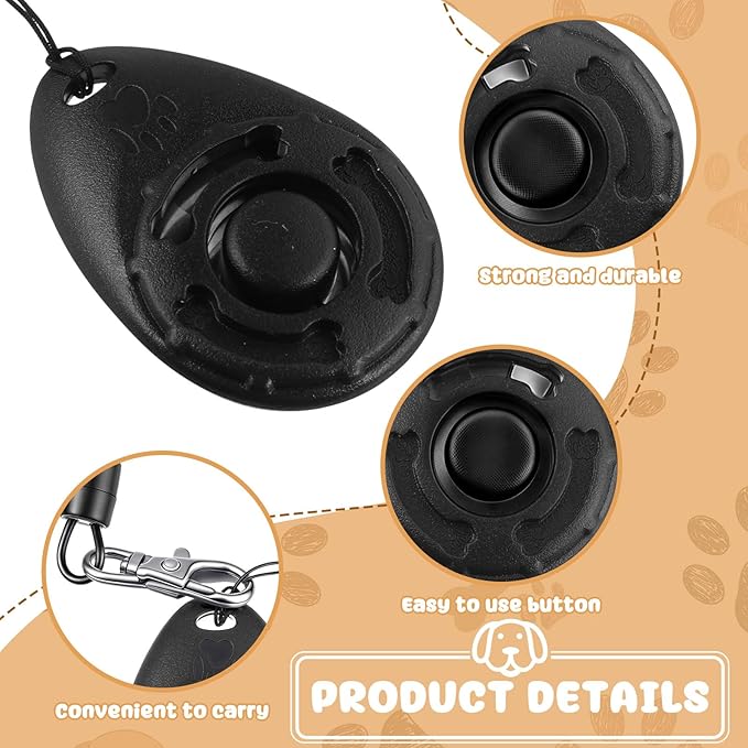 Frienda 18 Pieces Dog Training Clicker, Pet Behavioral Training Clickers with Wrist Strap for Dogs Cats Puppy Birds Horses(Black)-PurrikoPets