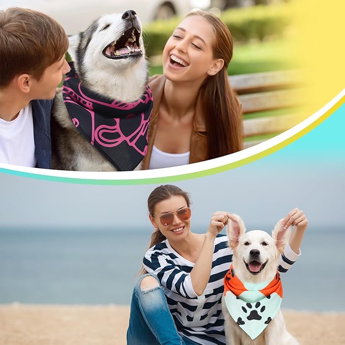 100 Pcs Paw Dog Bandanas Bulk Paw XL Pet Bandanas Colorful Triangle Pet Bibs Scarfs for Medium Large Dogs Spring Summer Birthday Holiday Costume Decoration-PurrikoPets