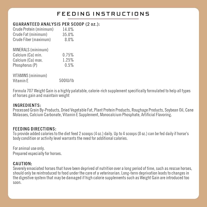Formula 707 Weight Gain Crumble Equine Supplement, 7 lb Bag – Palatable, Calorie-Rich Nutritional Support for Hard-to-Keep and Senior Horses-PurrikoPets