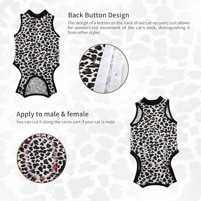 2 Packs Cat Surgery Recovery Suit Surgical Clothes Abdominal Wounds Anti-Licking Cat Bodysuit Onesie Substitute E-Collar& Cone-PurrikoPets