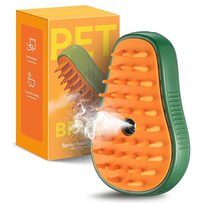 3-in-1 Steam Brush for Cat and Dog Deshedding - Portable Pet Hair Removal Tool for Indoor Shedding, Grooming Supplies-PurrikoPets