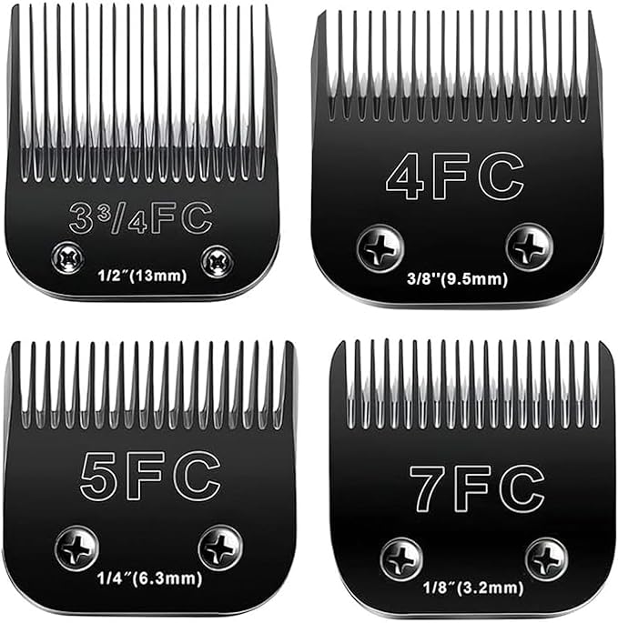 4PCS Dog Grooming Replacement Blades Compatible with Andis/Oster A5/Wahl KM-10 Series Dog Clippers,Detachable Clipper Replacement Blade,Black (4PCS Black-#3FC+4FC+5FC+7FC)-PurrikoPets