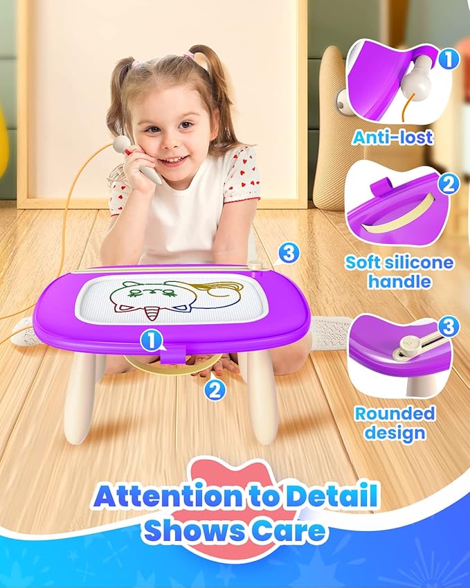Doodle Board for Toddler Toys Age 1-2, Magnetic Writing Board, Preschool Learning and Educational Toys for 1 2 3 Years Old Girl Boy Gift for Birthday -Purple-PurrikoPets