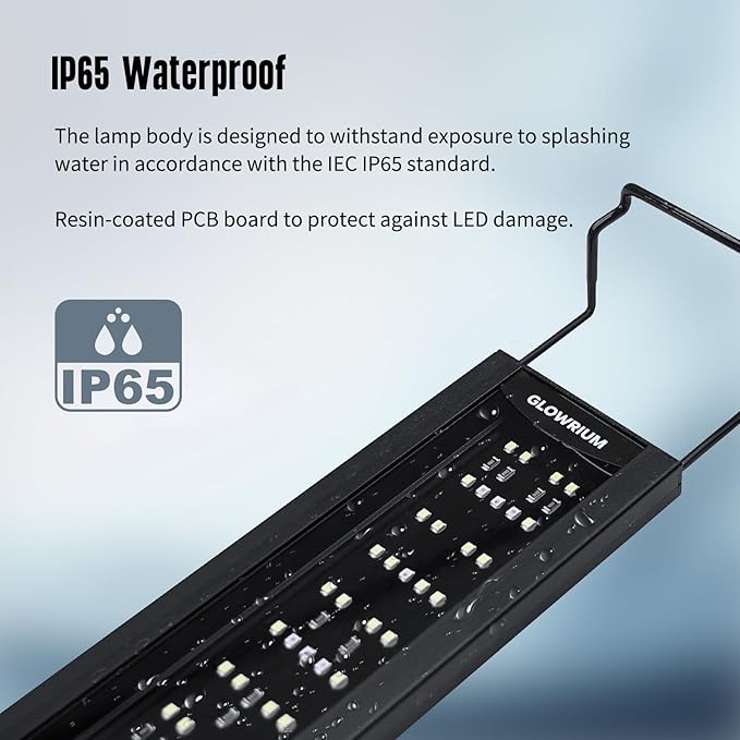 GLOWRIUM Aquarium Light, LED Freshwater Fish Tank Light with Timer, Full Spectrum Planted Aquarium Grow Lights with Daylight/Moonlight Mode, Brightness Adjustable, Auto On/Off (24-29 in)-PurrikoPets
