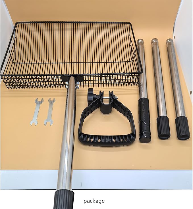 15 Inch Large Chicken coop Scoop with Ergonomic Grip Adjustable Long Handle (24-64") Chicken Poop Scooper Sifting Shovel rake Stainless Steel Metal coop Scoop (L/15 INCH)-PurrikoPets