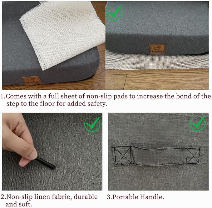 Dog Stair ramp for 30 inch high beds. 6-Step Dog Stair Ramp for 20 to 36 Inch Sofa Beds. Pet Steps for Small, Medium and Large Dogs. Non-Slip, Balanced and Portable. Multifunctional 6 Steps, Gray.-PurrikoPets