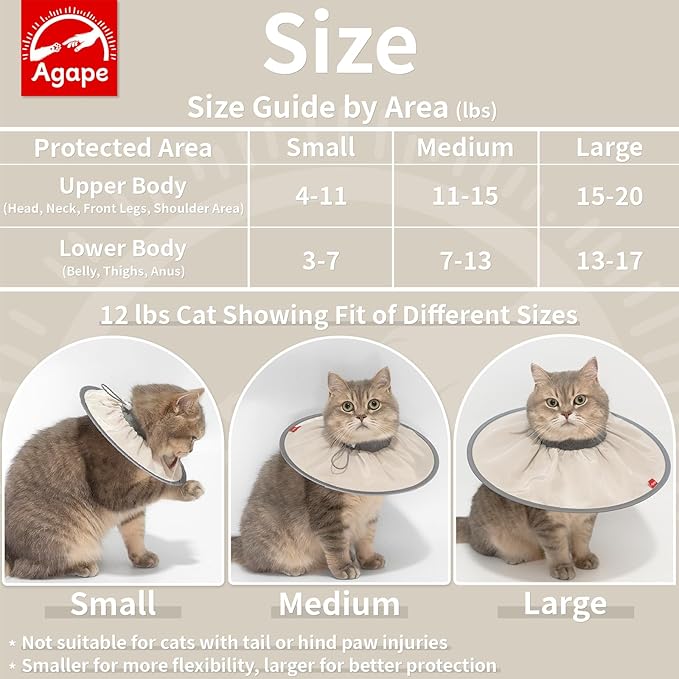Agape Comfortable Cat Cone - Lightweight Soft Recovery Collar for Cats After Surgery - Protective E-Collar for Small, Medium, and Large Cats - Stops Licking & Scratching for Wound Care-PurrikoPets