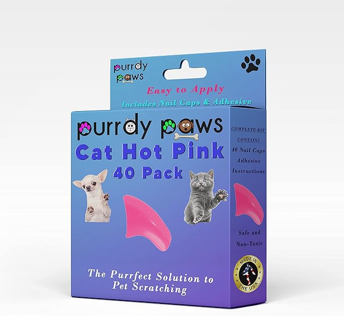 40 Pack Soft Nail Caps for Cat Claws HOT Pink Small-PurrikoPets