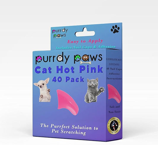 40 Pack Soft Nail Caps for Cat Claws HOT Pink Large-PurrikoPets