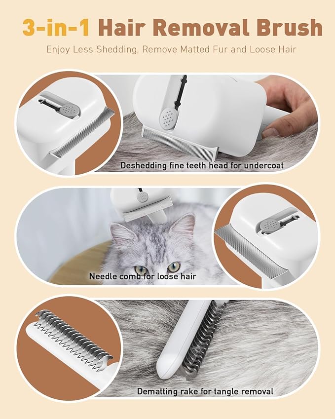 3-in-1 Dog Brush for Shedding, Multifunctional Deshedding Dog Brush for Short Haired Dogs and Cats, Pet Combs for Grooming Matting, Effectively Deshedding and Removes Dirt for Pets-PurrikoPets