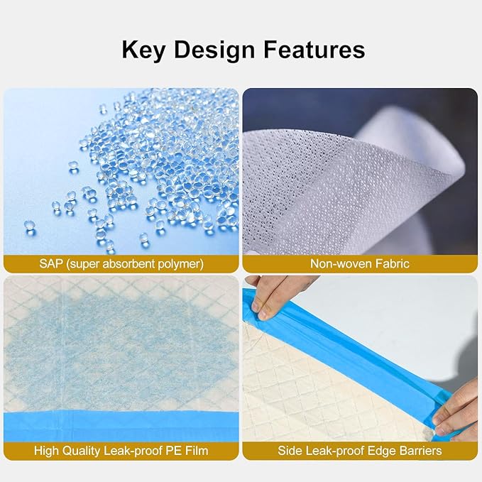 Gardner Pet Ultra Absorbent Thicker Dog Pee Pads Rugular 22"x22" Leak-Proof Odor-Control Small Blue Puppy Training Pads Full Edge-Wrapping Pad for Dogs Dogs, Puppies, Doggie, Cats, Rabbits - 50 Ct-PurrikoPets