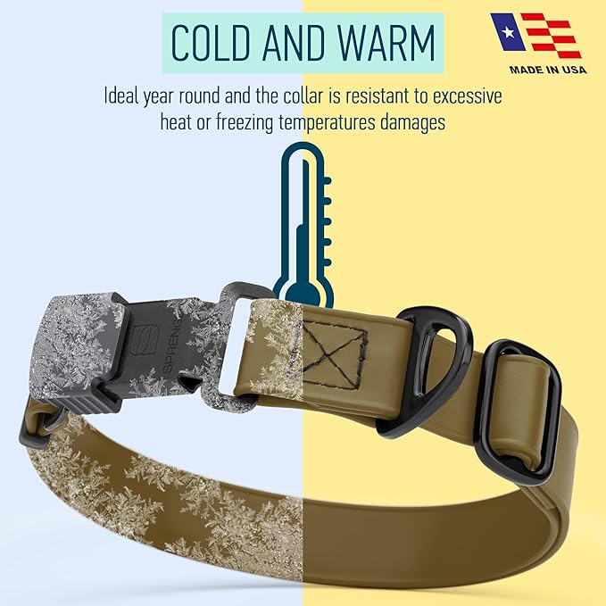 Dogline Biothane Waterproof Dog Collar with Herm Sprenger Stainless Steel Quick Release Buckle – Heavy Duty Tactical Durable Collar for Dogs – Comfortable and Safe Pet Collar, W 1" L 15-25", Brown-PurrikoPets