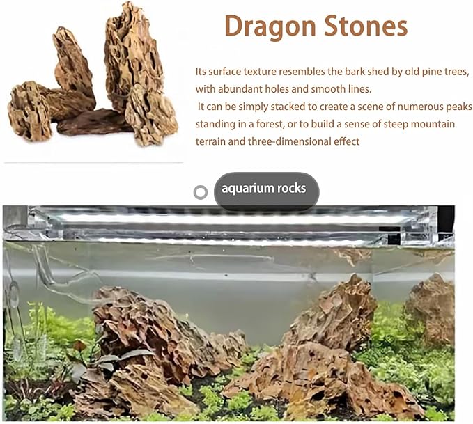 Dragon Rocks Aquarium Rock aquascaping Natural Stone Rocks Fish Tank Decor Rocks for Aquariums Landscaping Model Tank Decoration Aquarium Miniature -20Lb (2-8 inch)-PurrikoPets