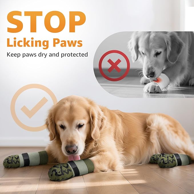 Double Sides Non-Slip Dog Socks to Prevent Licking Paws - Strong Traction for Paw Protector, Senior Dogs, Hardwood Floors, Dog Booties with Grippers - Size Medium-PurrikoPets