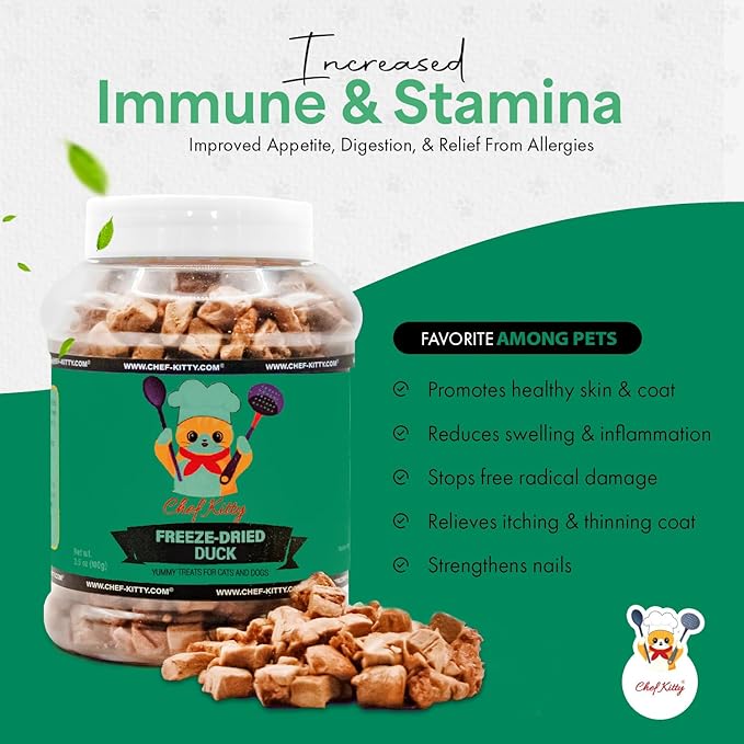 Freeze-Dried Duck Treats for Cats & Dogs – 100% Human Grade, Single Ingredient, High-Protein, Healthy Snack – No Additives or Preservatives – 3.0oz - Inspected & Tested in USA-PurrikoPets
