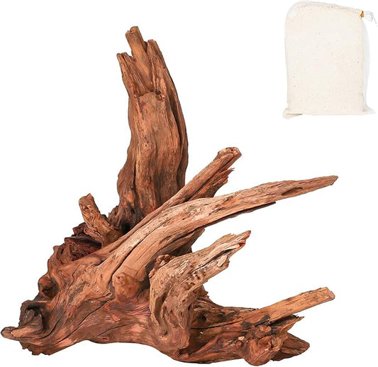 Driftwood for Aquarium Natural Aquarium Wood for Aquascaping Fish Tank Decorations Reptile Tank Decor (Natural Driftwood 12-16" 1 Pack+Protein Cotton)-PurrikoPets