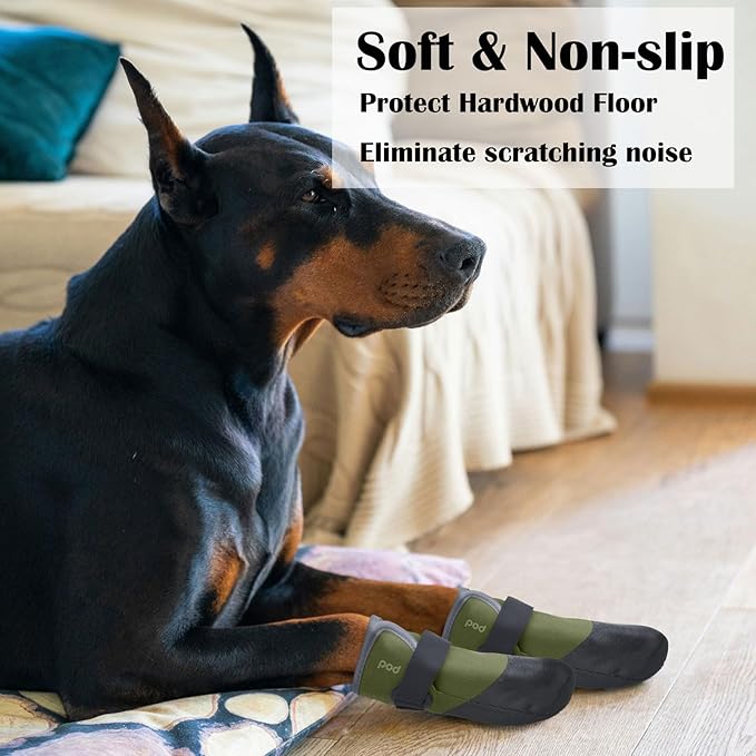 Dog Shoes Lightweight Dog Boots-Breathable Knitted Paw Protector with Adjustable Strap for Hot Pavement, Rain Walking, Hardwood Floors Anti Slip Reduce Noise, Prevent Licking Paws(Green,M)-PurrikoPets