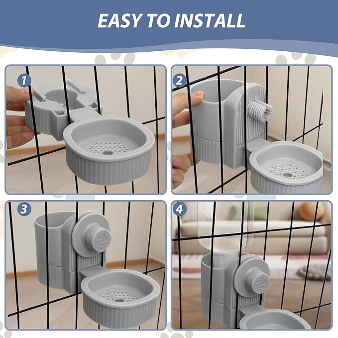 Fhiny Rabbit Water Bottle, 18oz Hanging Guinea Pig Water Bottle No Drip Gravity Automatic Bunny Water Dispenser for Cage Rabbit Waterer for Guinea Pig Bunny Chinchilla Ferret Cat Puppy-PurrikoPets