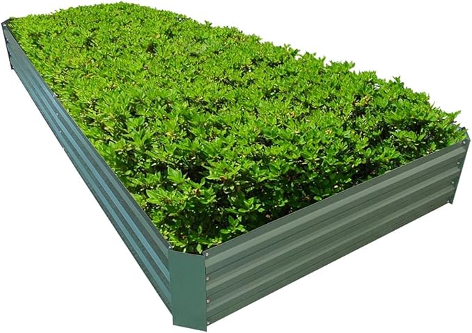 8x4x1ft Metal Raised Garden Bed Kit，Galvanized Garden Bed Box for Vegetables, Flowers, Herbs, and Succulents,240 Gallon Capacity - Green-PurrikoPets