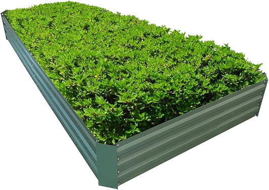 8x4x1ft Metal Raised Garden Bed Kit，Galvanized Garden Bed Box for Vegetables, Flowers, Herbs, and Succulents,240 Gallon Capacity - Green-PurrikoPets