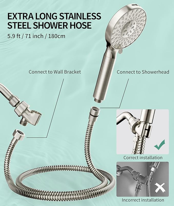 Filtered Shower Head with Handheld, High Pressure 9 Spray Mode Brushed Nickel Showerhead with Filters, detachable shower head,Water Softener Filters Beads for Hard Water - Remove Chlorine-PurrikoPets