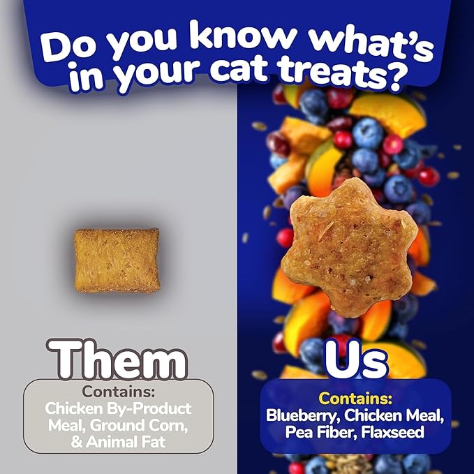 Fruitables Crunchy Low Calorie Treats Packed with Protein For Cats Healthy Free of Wheat, Corn and Soy – Made with Real Chicken with Blueberry – 2.5 Ounces-PurrikoPets
