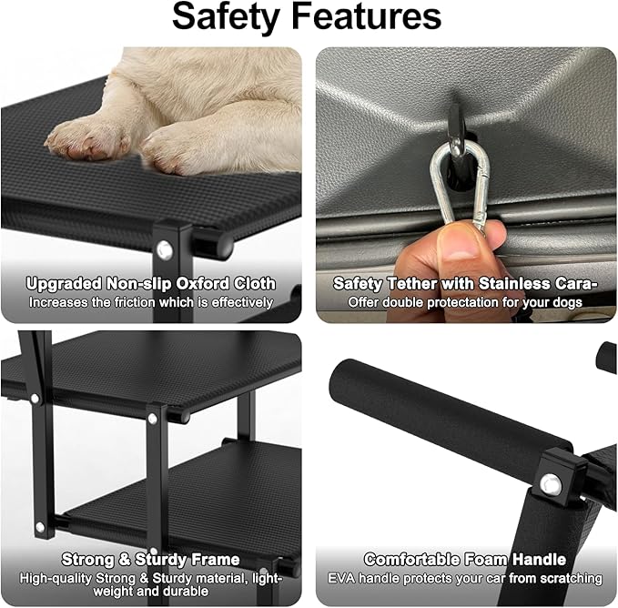 Extra Wide Dog Stairs for Large Dogs, Foldable Dog Ramp for Car with Non-Slip Surface, Lightweight Dog Stairs for Cars, Dog Steps for Cars, SUV, High Beds, Truck, Supports up to 250 lbs, 4 Steps-PurrikoPets