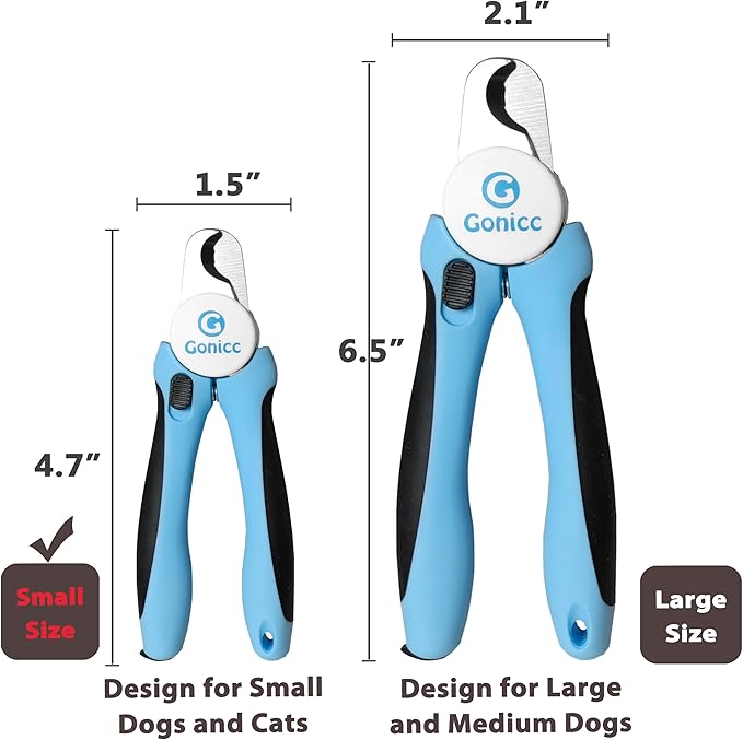 gonicc Professional Small Dog and Cat Nail Clippers Sharp Stainless Steel Pet Nail Trimmers(with Free Nail File in Handle), with Safety Guard to Avoid Overcutting-PurrikoPets