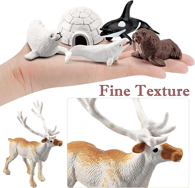 10 PCS Arctic Animals Figures, Polar Animals Figurines for Diorama School Project, Arctic Tundra Animal Toys Set with Polar Bear Deer Arcitc Fox Wolf-PurrikoPets