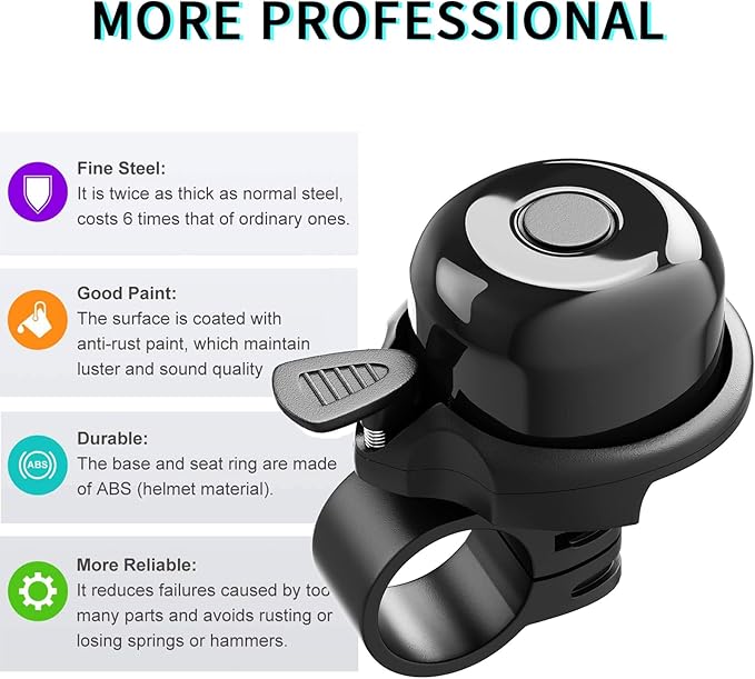 2 Pack Classic Bike Bell, Bicycle Bell Loud Crisp Clear Sound Bicycle Bike Bell City Bike BMX Bike Sports Bike for Adults Kids Right Hand/Left Hand Use-PurrikoPets