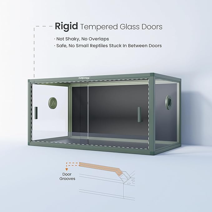 50 Gallon Bearded Dragon Tank, Reptile Enclosure for Easy Maintenance, Front Opening Reptile Tank with Top Screen Ventilation & Glass Sliding Door 36''x18''x18''-PurrikoPets