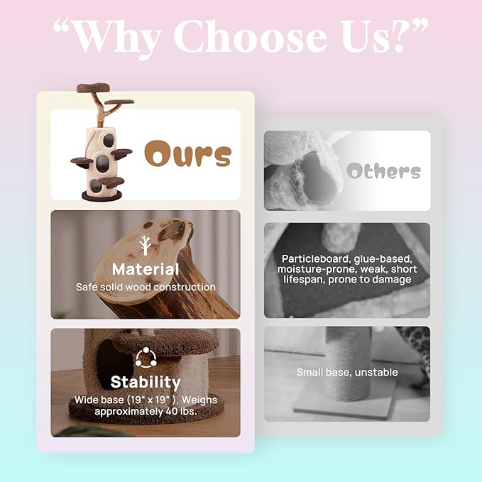 54.7'' Tall Modern Wood Cat Tree with 3 Level House, Luxury Cat Tower for Home Decoration, Large Cat Condo for Multi-Cat Families-PurrikoPets