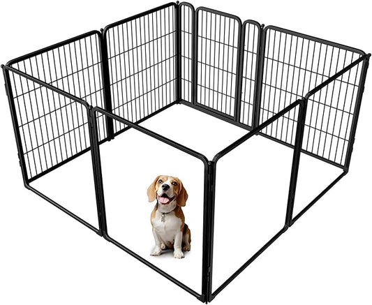 FXW Homeplus Unleashed Indoor Dog Playpen - Stress-Free and Safe Play, Heavy Duty 32 Inch 4 Acrylic Panels + 4 Wire Panels Dog Pen for Small and Medium Dogs, Black│Patented-PurrikoPets