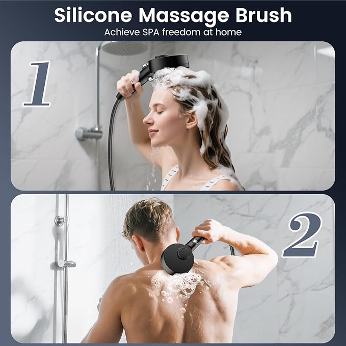 Filtered Shower Head with Handheld, High Pressure 4 Spray Mode Showerhead with Filters, Water Softener Beads for Hard Water with ON/OFF Switch for Pets - Remove Chlorine-PurrikoPets