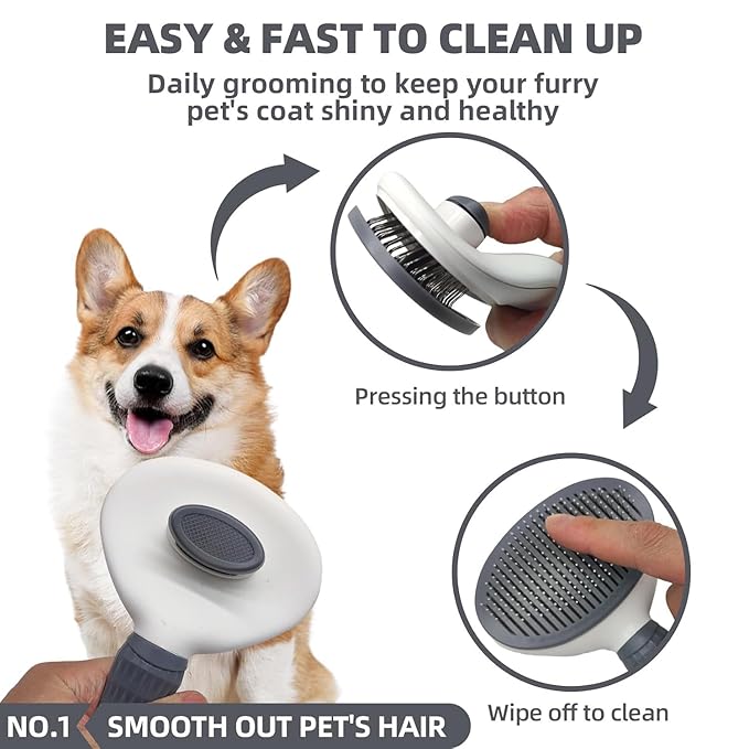 6-in-1 Grey Pet Grooming Kit: Hair Brush, Towel, Washing Gloves, Slicker Brush, and Shampoo Scrubber for Dogs and Cats-PurrikoPets