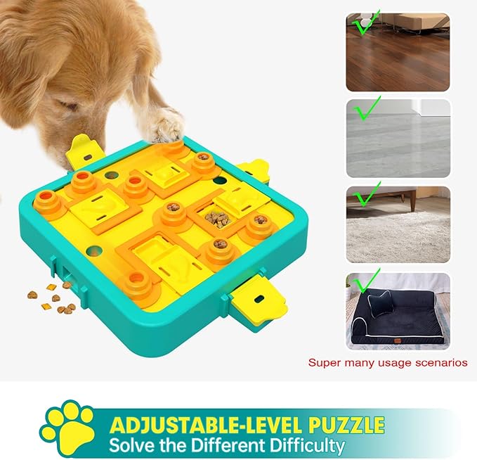 Dog Puzzle Toy Mental Stimulation - Level 3 in 1 Dogs Food Feeder Puzzle, Dog Treat Puzzle Feeder (Advanced-Blue Board)-PurrikoPets