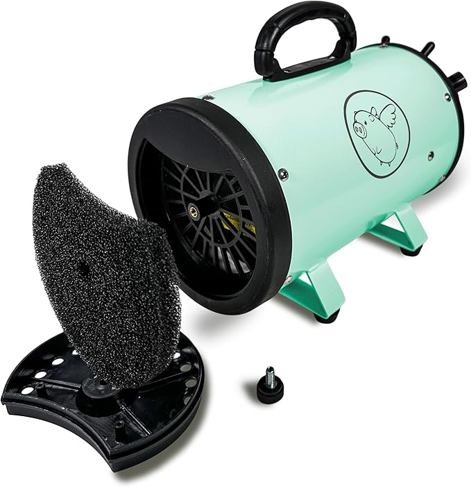 Flying Pig High Velocity Dog Pet Grooming Dryer w/Heater (Flying One, Mint w/Grey Logo)-PurrikoPets