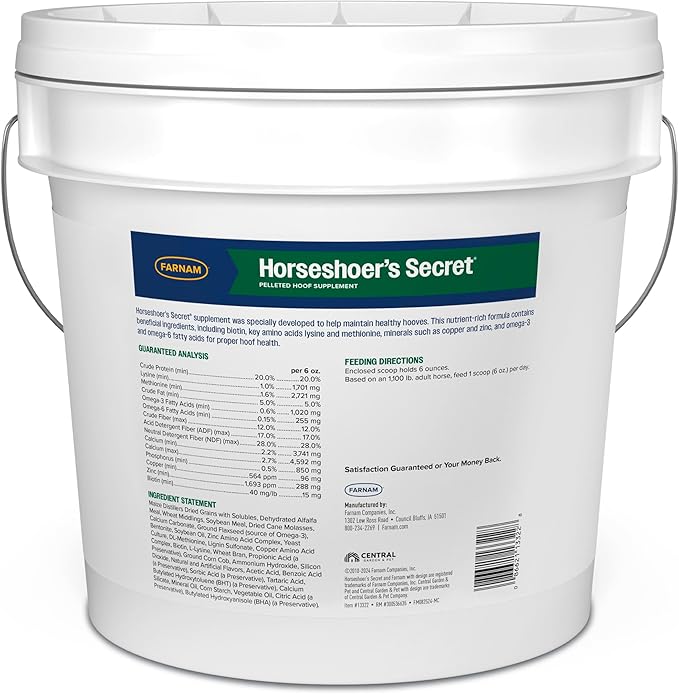 Farnam Horseshoer's Secret Pelleted Hoof Supplement for horses promotes healthy hoof growth, 22 lb., 60 day supply-PurrikoPets