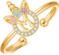 Unicorn Rings Gifts for Girls - Adjustable Initial Ring Dainty Cute Unicorn Rings for Girl Teens Little Girls Jewelry Birthday Gift