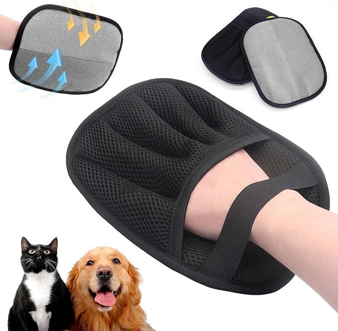 2025 New Upgraded Electrostatic Pet Hair Removal Gloves - Reusable Cat Hair Remover & Dog Hair Removal Mitt with Elastic Cuff & Finger Loops for Furniture, Bedding, Car (1pcs)-PurrikoPets