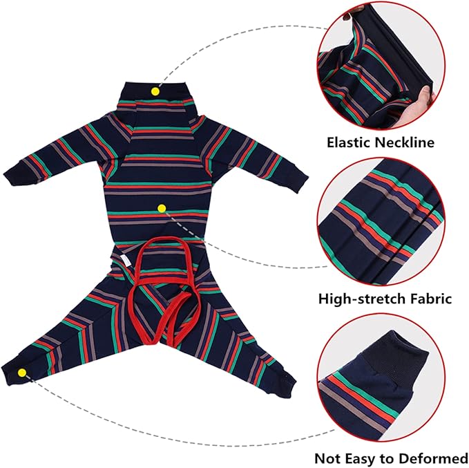 Dog Recovery Suit, Abdominal Wound After Surgery Wear, Prevent Licking Wounds, E-Collar & Cone Alternatives, Long Sleeve Postoperative Shirts Dog Pajamas Prevent Shedding(3XL, Blue)-PurrikoPets