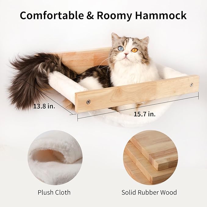 FUKUMARU Cat Wall Furniture, 3 Pack Cats Walls Shelves Set, Solid Rubber Wood Kitten Shelf for Sleeping, Playing, Climbing and Lounging-PurrikoPets