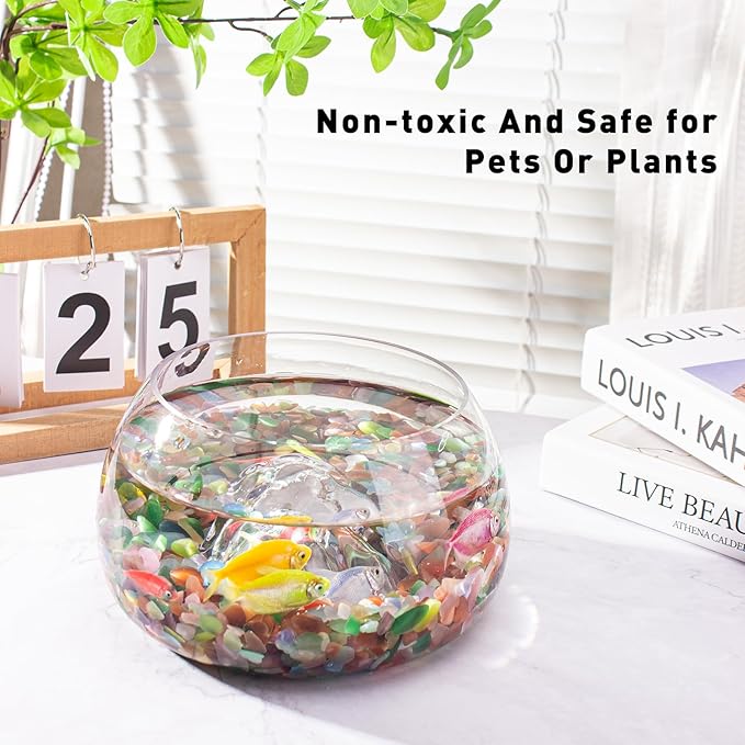 3 Lb Cat Eye Stones Aquarium Gravel Rocks for Fish Tank, Fish Tank Rocks Gravel Betta Fish Colorful Marbles for Vases Filler, Garden and Fish Tank Decoration-PurrikoPets