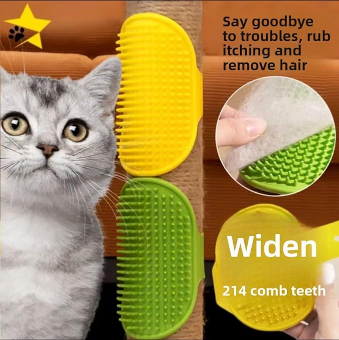 4PCS cat self groomer,cat brushes for indoor cats,Adjustable silicone self-cleaning massage tool for scratching, bathing, massaging, cleaning hair for cats and dogs-PurrikoPets