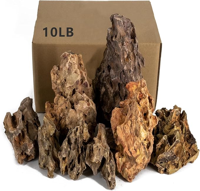 Dragon Rocks Aquariums Stones Natural Rocks for Aquascaping, Aquariums, Terrariums, Vivariums Decorative Stone,Reptile Enclosures,Paludariums,and Gardens-10LB（2 to 7 inch）-PurrikoPets