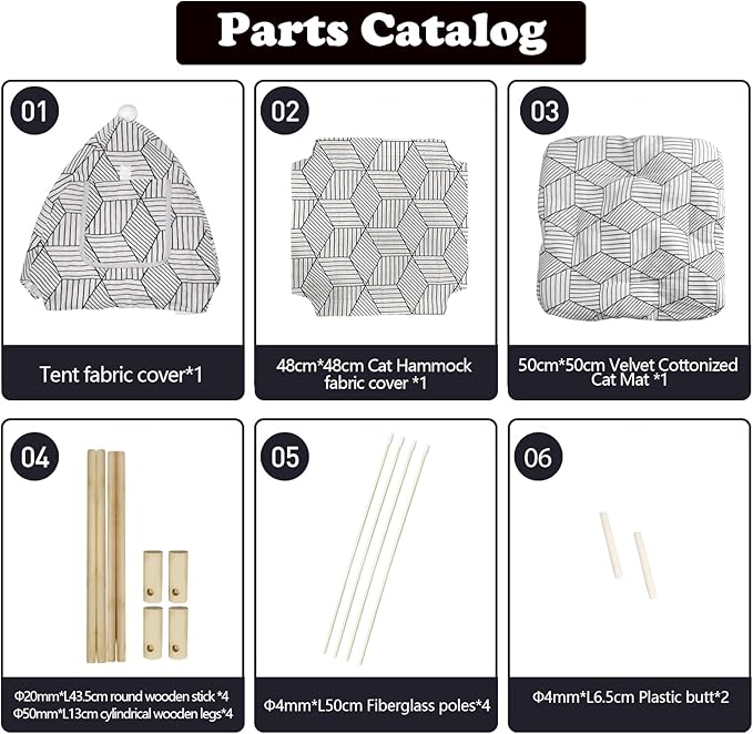 2-in-1 Elevated Cat Tent Cat House, Quick Assembly and Disassembly, Portable Indoor/Outdoor Cute Cat Bed Cave-White Diamond Pattern-PurrikoPets