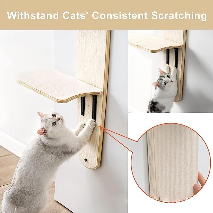 Door Hanging Cat Shelf, Multi Level Door Hanging Cat, Cat Tree Door Hanger Mounted Cat Shelves Cat Ladder, 4-Levels Over Door Cat Climber for Indoor Cats-PurrikoPets