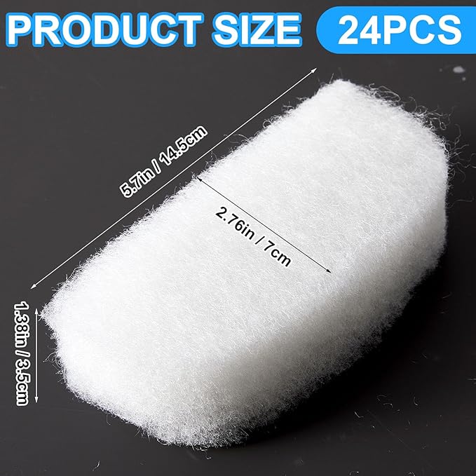 24 Pcs Filter Media Compatible with Fluval 106/107/206/207 Canister Filter Media Aquarium Polishing Pads 5.71 x 2.76 x 1.38 Inches Fish Tank Aquarium Accessories Replacement-PurrikoPets